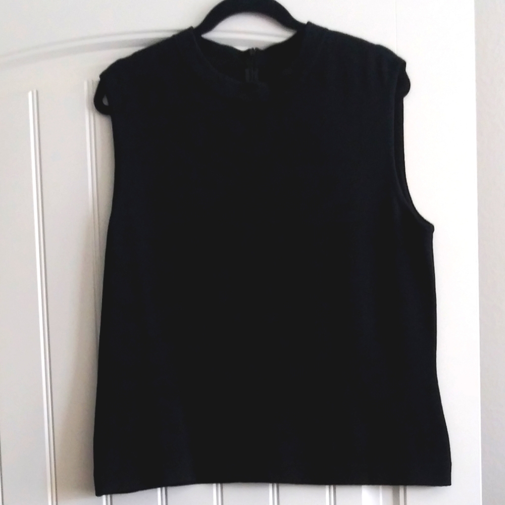 St. John Black Santana Knit Turtleneck Top